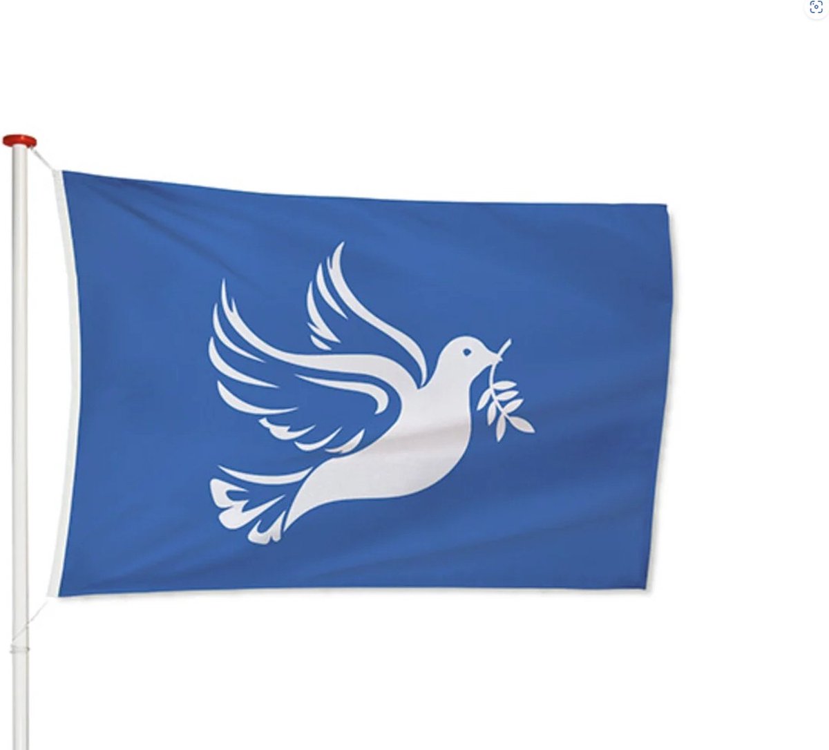 Vredes Vlag voor de vrede | afm. 150x225cm | Polyester | Vredesduif | Vredes vlag geschikt voor vlaggenmast | VlaggenEnMasten.nl